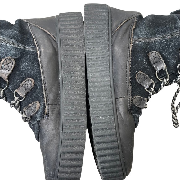 PAJAR Women's Black Leather Suede Lace Up Faux Wool Snow Winter Boots -30c 10 - Picture 7 of 14